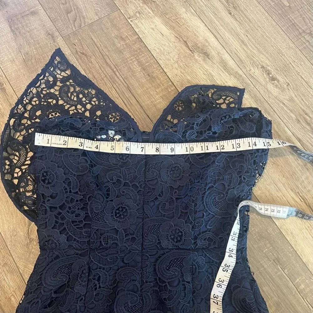 Likely Driggs Navy Blue Lace Dress Midi size 0